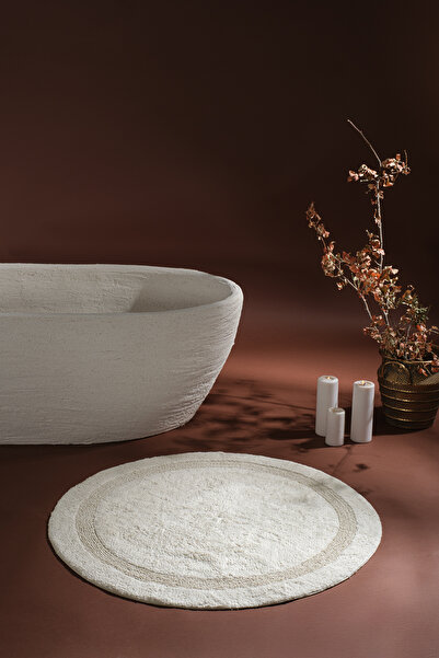 Chalevienne سجادة حمام لوسو 100% قطن، منسوجة يدويًا، لون إكرو 100×100