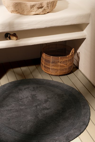 Chalevienne Lusso 100% Cotton, Hand-Woven Bath Mat Anthracite 100X100