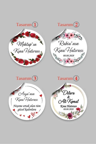 Vice Kına etiketi (3.5 cm) 100 Adet Kına Gecesi etiketi