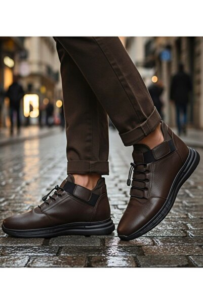 Çobanoğlu Чоловічі черевики з натуральної шкіри, коричневі, ортопедичні, з нековзною підошвою, без шнурків, 571