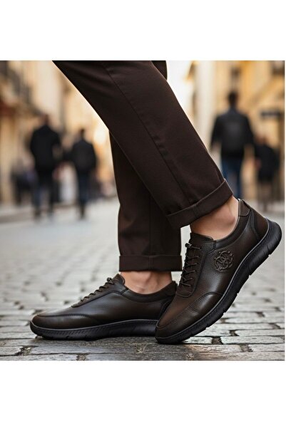 ULUSOY Pantofi de zi cu zi pentru bărbați, sezonier, de iarnă, din piele naturală, talpă anti-alunecare, ortopedice, cu șireturi inteligente