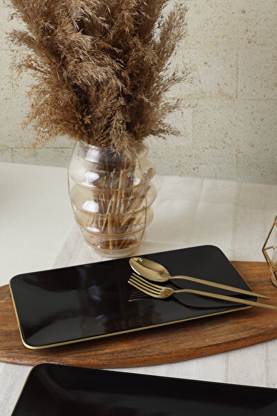 Keramika Black Gold Siera Boat Plate 33*17 cm 2 Pieces