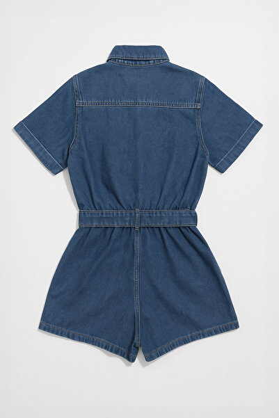 Bluewhite Salopete de damă cu mânecă scurtă, cu fermoar, pantaloni scurți