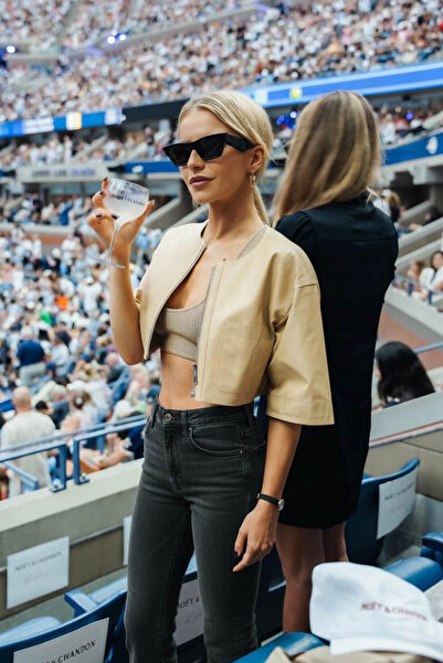 Bluewhite Kadın Slim Flare Jean Pantolon Koyu Antrasit