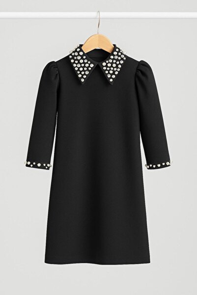 Hilal Akıncı Kids Φόρεμα για κορίτσια με χαμηλά μανίκια με πέτρες στο λαιμό και στα μανίκια