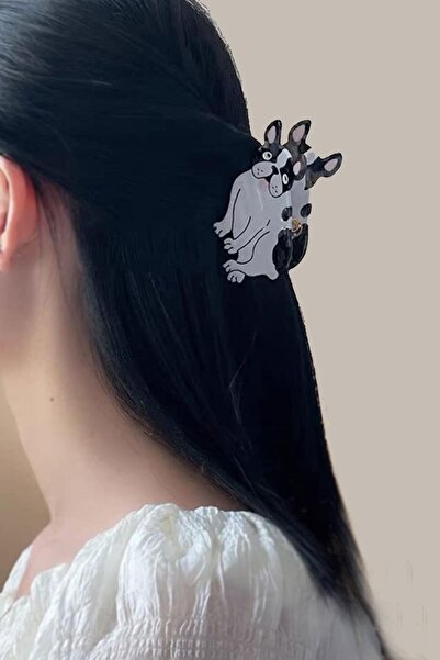 New Obsessions Cataramă cu zăvor din acetat alb de buldog francez