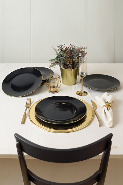 Keramika Farfurie de servire Ege Gold Negru 26 Cm 6 Bucati