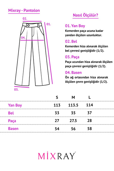 Mixray 4629 Women's Wide Leg High Waist Viscose Palazzo Pants Black