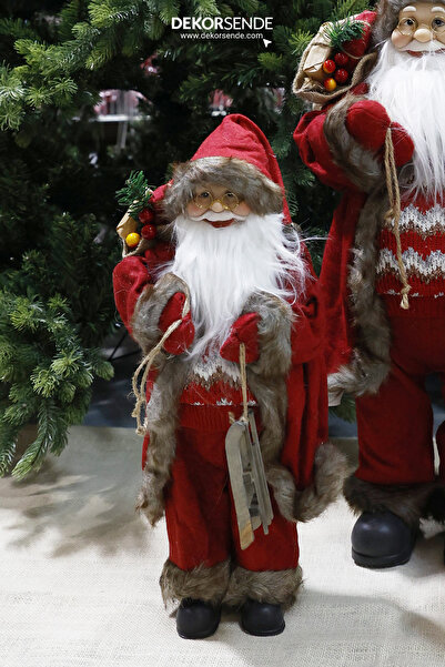 Dekorsende Χριστουγεννιάτικο Στολίδι Άγιος Βασίλης με σκάλα Κόκκινο 45 εκ.