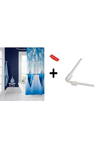 Zethome Banyo Perdesi 5322 1x180x200, Perde Borusu Askı Aparatı Köşe Boru Bey...
