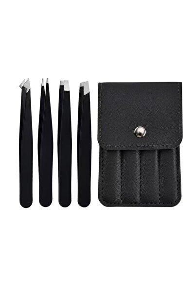 CNKESS A0148-4PCS CNK Wholesale Stainless Steel Black Eyebrow Tweezer with Sl...