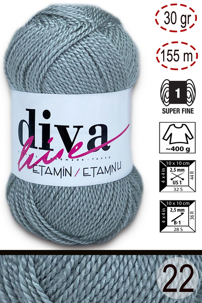 Diva İplik Diva Etamin Iş Orlonu 22 Açık Gri
