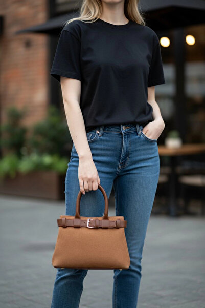 Glemix Aurora Taba Kemer Detaylı Süet Kadın El Kol Ve Omuz Çantası