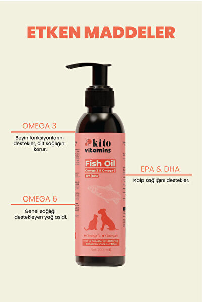 kito Premium Balık Yağı 200 ml (KEDİ VE KÖPEKLER IÇİN OMEGA 3 & 6 IÇERİKLİ BALIK YAĞI) (FİSH OİL)