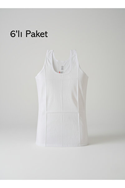 balkonda Battal Size Men's Extra Large Size Undershirts 6-Piece Economical Pack Cotton White