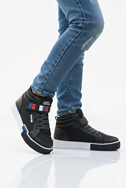 Slazenger Black and White Velcro Ankle-Length Boys' Sports Shoes North F