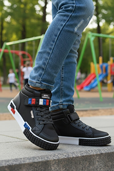 Slazenger Black and White Velcro Ankle-Length Boys' Sports Shoes North F