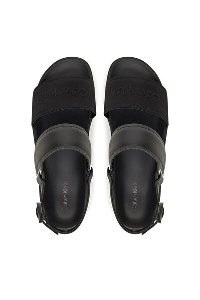 Calvin Klein Leather Black Men's Sandals Back Strap W/ Buckle Logo