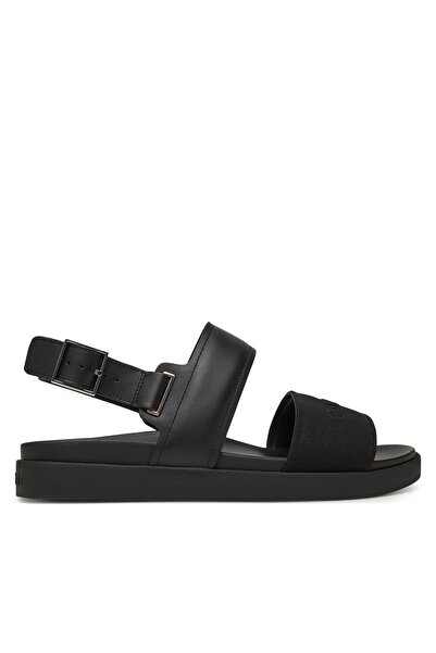 Calvin Klein Leather Black Men's Sandals Back Strap W/ Buckle Logo