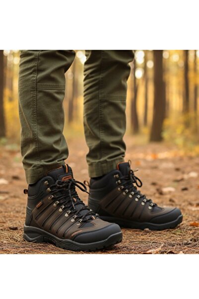 Dakırs Ανδρικές χειμερινές μπότες αδιάβροχες Trekking με φερμουάρ Αντιολισθητική σόλα καφέ