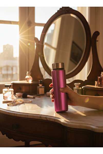 Blissra Silvery Glass Flask 550 ml | Premium Lid, Leak-Proof & Healthy