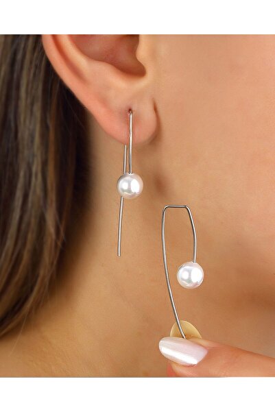 MEKS JEWELS İnci Taşlı Gümüş Ataç Küpe