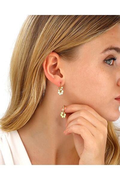 MEKS JEWELS Gümüş Papatya Göçmen Küpesi