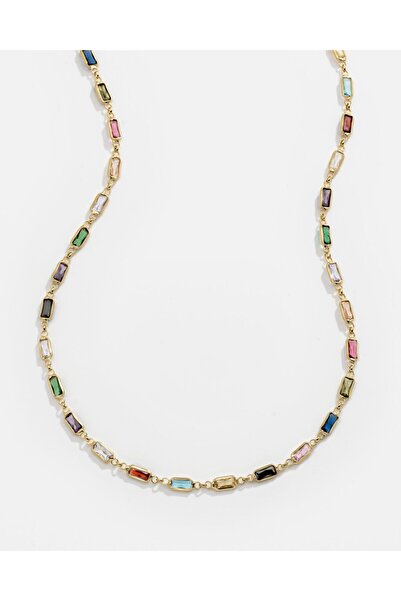 MEKS JEWELS Renkli Baget Taşlı Gümüş Kolye