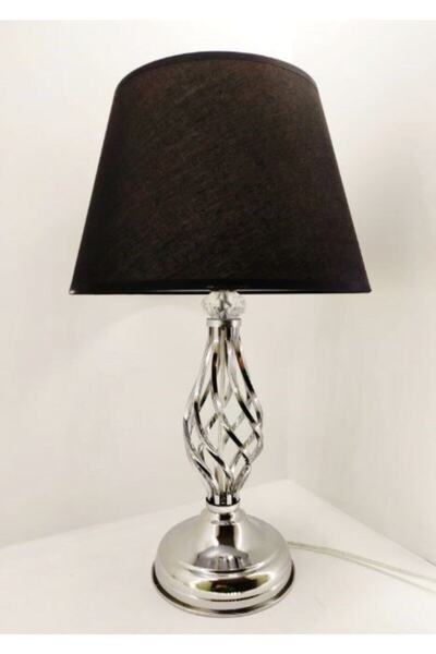 365GUNSERİSONU مصباح طاولة ذو ساق معدنية من الحجر الملتوي باللون الرمادي الفض...