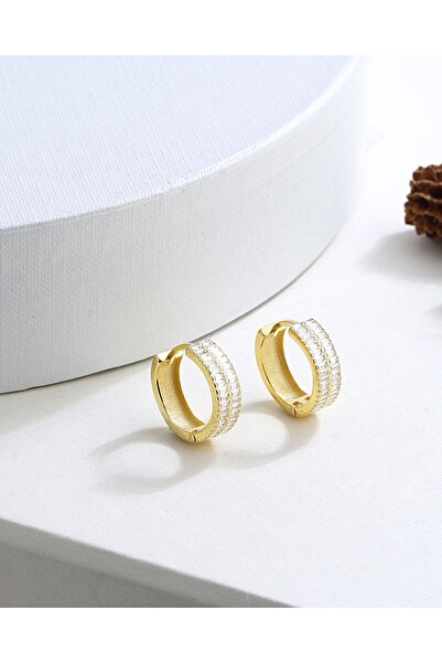 MEKS JEWELS Çift Sıra Baget Taşlı Gümüş Küpe