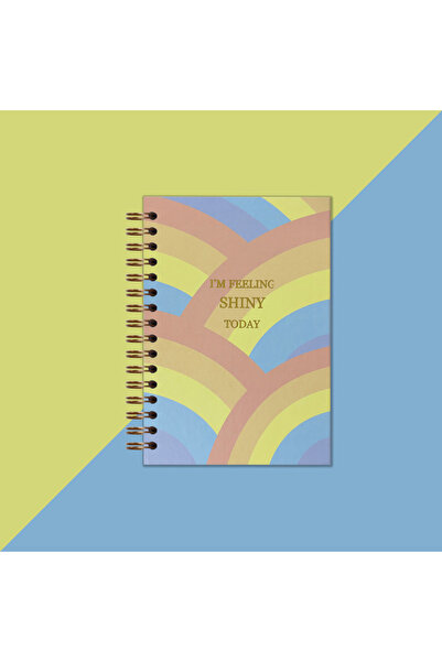 lin notebook A5 15x21 Cm Spiralli Kalın Kapak Kareli, Tarihli, Not, Okul, Çizim Defteri, Gökkuşağı Desenli Defter