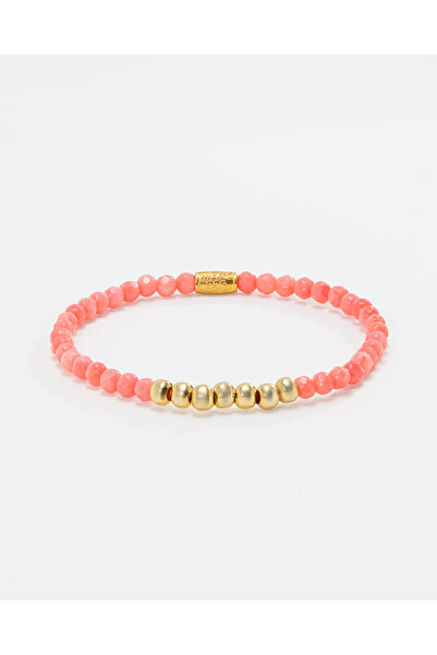 MEKS JEWELS 14,6 karat Değerinde Doğal Pembe Mercan Taşlı Gümüş Bileklik
