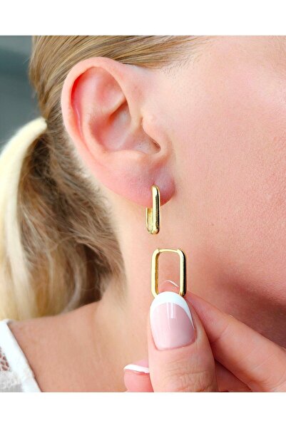 MEKS JEWELS Gümüş Dikdörtgen Küpe