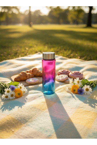 Blissra 550 Cc Double Color Glass Flask – Metal Lid, Leak-Proof Water Bottle