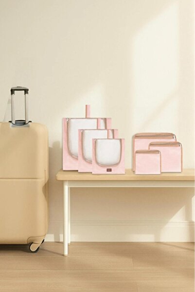 MorPort Ultra Luxury Travel Bag Multi-Useful Organizer 6 Pieces Pink