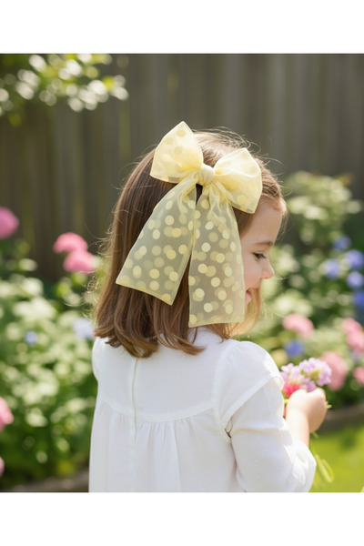 chipiques Yellow Polka Dot Ballerina Organza Tulle Bow – Children's Buckle wi...