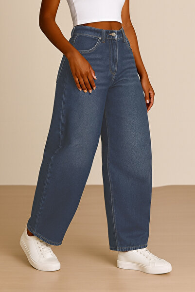 CEDY DENIM Women's High Waist Baggy Skater Jean-C615-Blue