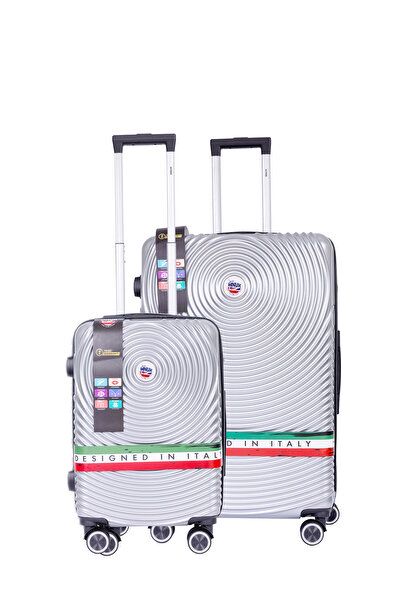 Mnuk Cruise Set of 3 Luggage | Hardside Soft Handle Trolley TSA Lock | Double 360° 8 Wheeler| Silver