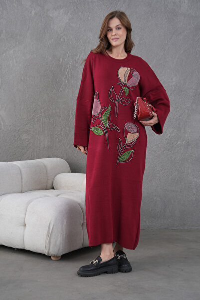 Miss Allos Дамска рокля с широка кройка, украсена с бродерия и мъниста