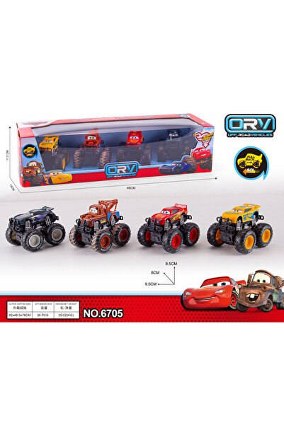 Disney new 6705 plastic Pixar Cars Off Road Vehicle Pullback Cars 4pcs/set Lightning Mcqueen Alloy C