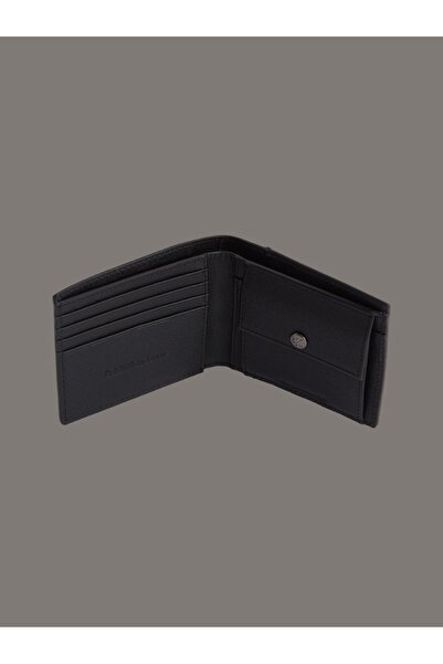 Calvin Klein Black Men's Leather Wallet Matte Billfold W/Coin