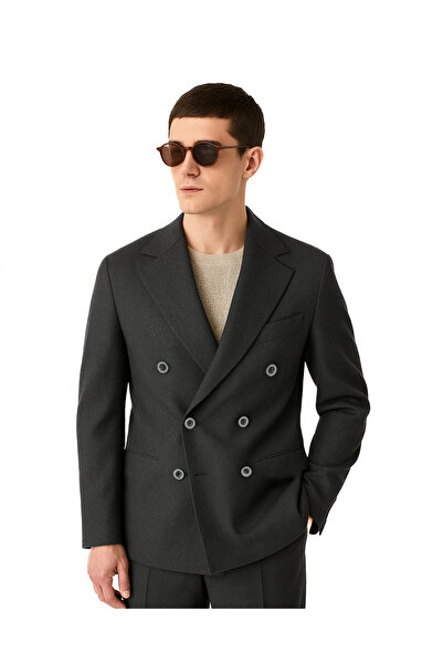 Sobrane Classics Antrasit Relax Fit Erkek Blazer Ceket