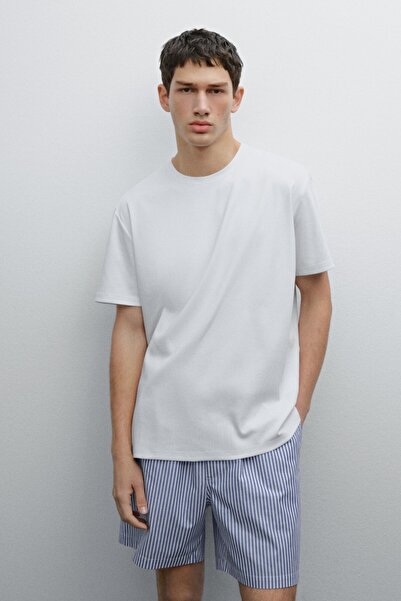 Massimo Dutti Kısa kollu pijama üstü ve çizgili pantolon