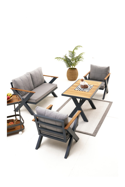 Divona Home Skyline Alüminyum Bahçe Oturma Grubu (2+1+1+M)