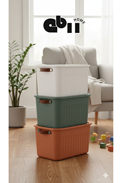 ebiihome 3 Pieces Storage Box 15 Lt Multi-Purpose Organizer Box with Lid, Decorative Storage Box