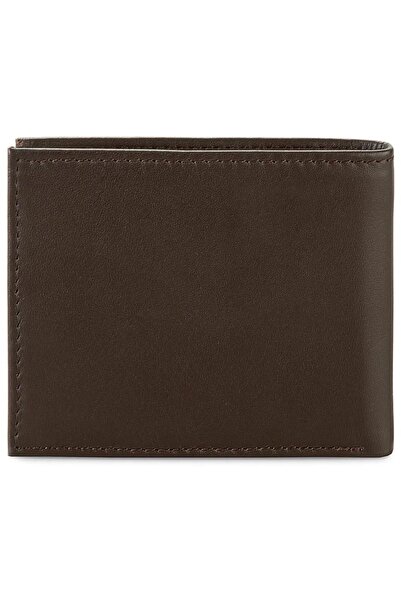 Tommy Hilfiger Erkek Marka Logolu Pürüzsüz Yüzeyli Birden Fazla Kart Yuvalı Kağıt Para Bölmeli Kahve