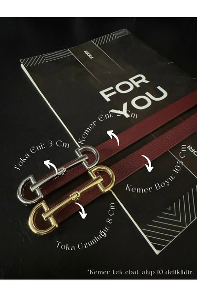 Fiori 2’li Uzun Altın Tokalı Ince Kadın Kemeri, Ceket Kemeri, Gömlek Kemeri, ...