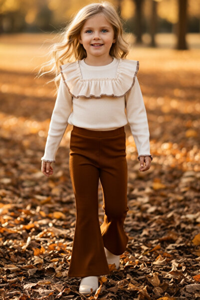 Parla Kids Girl's Adel Body - Long Sleeve, Ruffle, Spanish Leggings, Trousers and Cinnamon Tracksuit Set