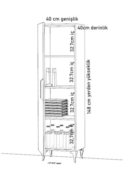 yamandekorasyon Çok Amaçlı Derin Banyo Boy Dolap