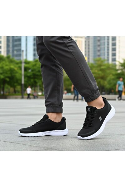 LUTTOON Pantofi sport negri, confortabili, respirabili, flexibili, de calitat...